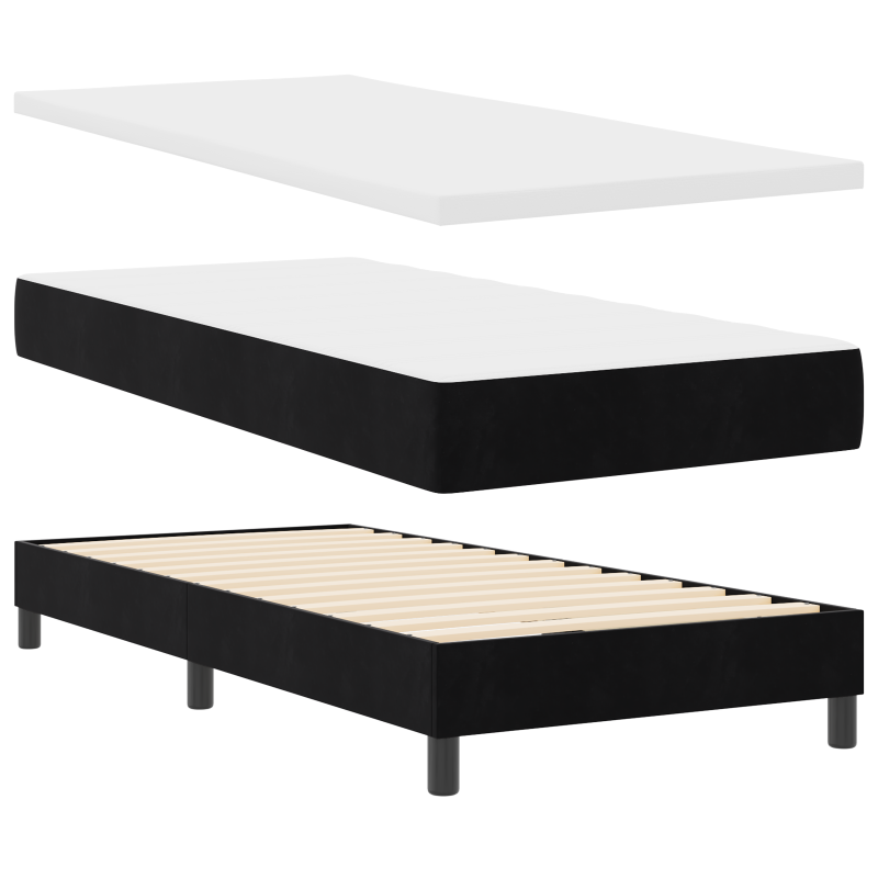 Boxspringbett mit Matratze & LED Schwarz 100x200 cm Velvet