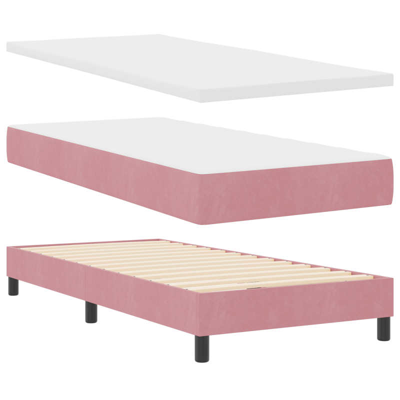 Boxspringbett mit Matratze & LED Rosa 100x200 cm Samt