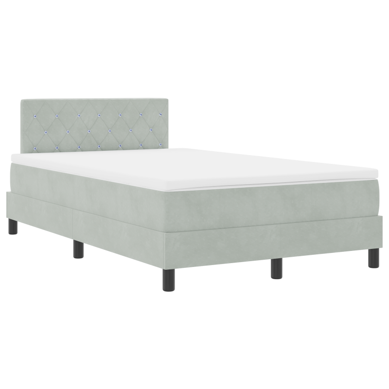 Boxspringbett mit Matratze & LED Licht Grau 120x190 cm Samt