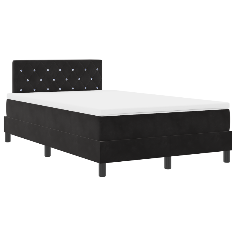 Boxspringbett mit Matratze & LED Schwarz 120x200 cm Velours