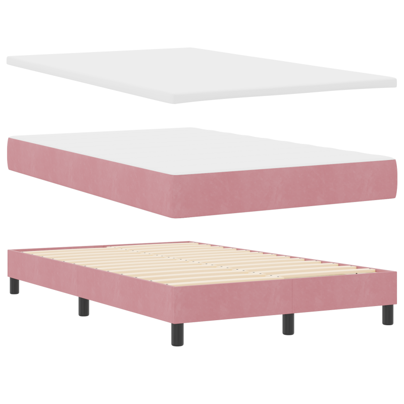Boxspringbett mit Matratze & LED Pink 120x200 cm Samt