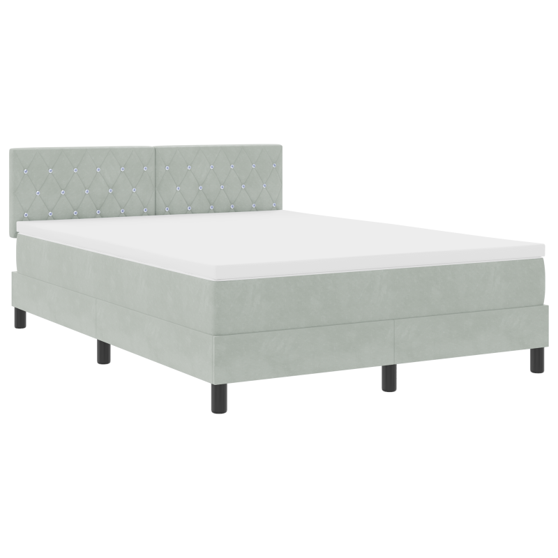 Boxspringbett mit Matratze und LED Licht Hellgrau 140x190 cm Samt