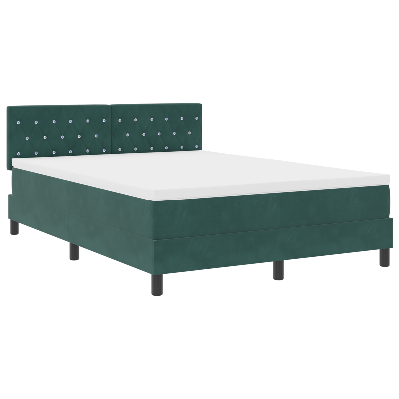 Boxspringbett mit Matratze & LED Dunkelgrün 140x190 cm Samt