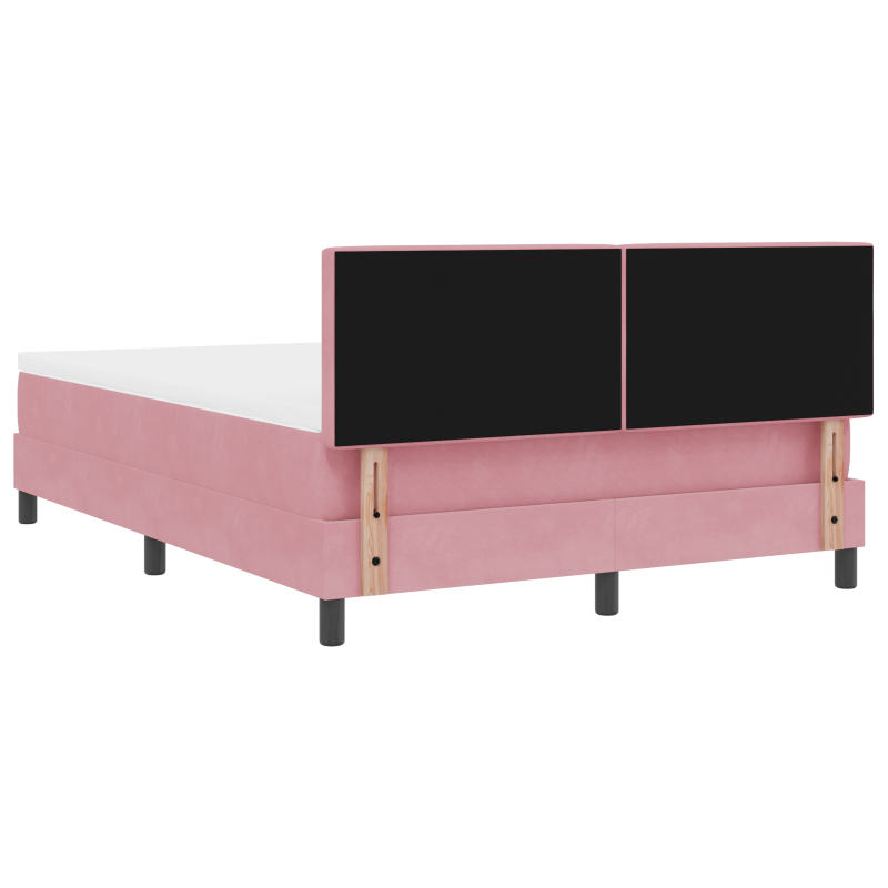 Boxspringbett mit Matratze & LED Rosa 140x190 cm Samt