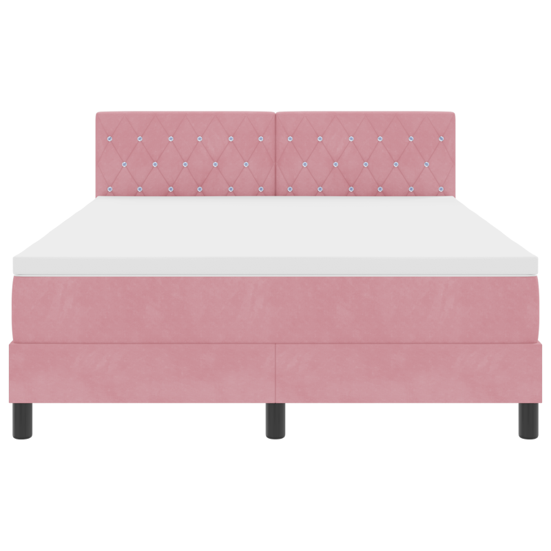 Boxspringbett mit Matratze & LED Rosa 140x190 cm Samt