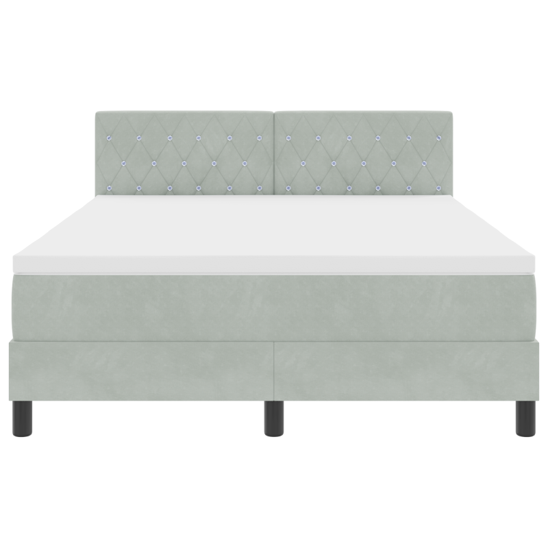Boxspringbett mit Matratze und LED Licht Hellgrau 140x200 cm Samt