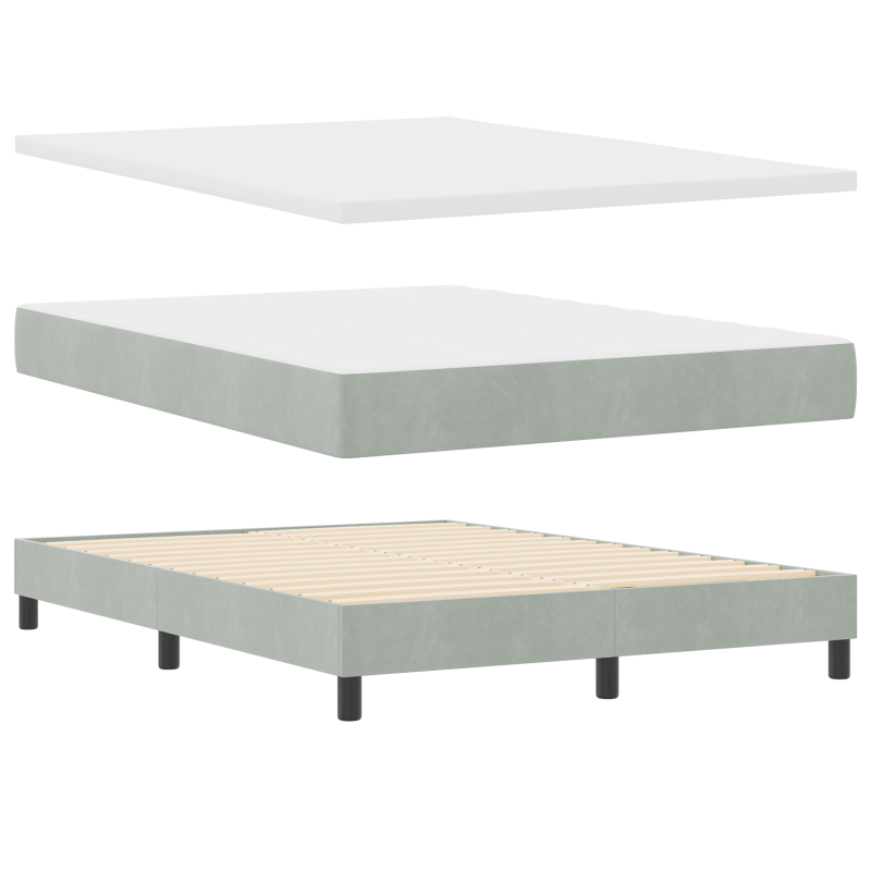 Boxspringbett mit Matratze & LED Licht Hellgrau 160x200 cm Samt