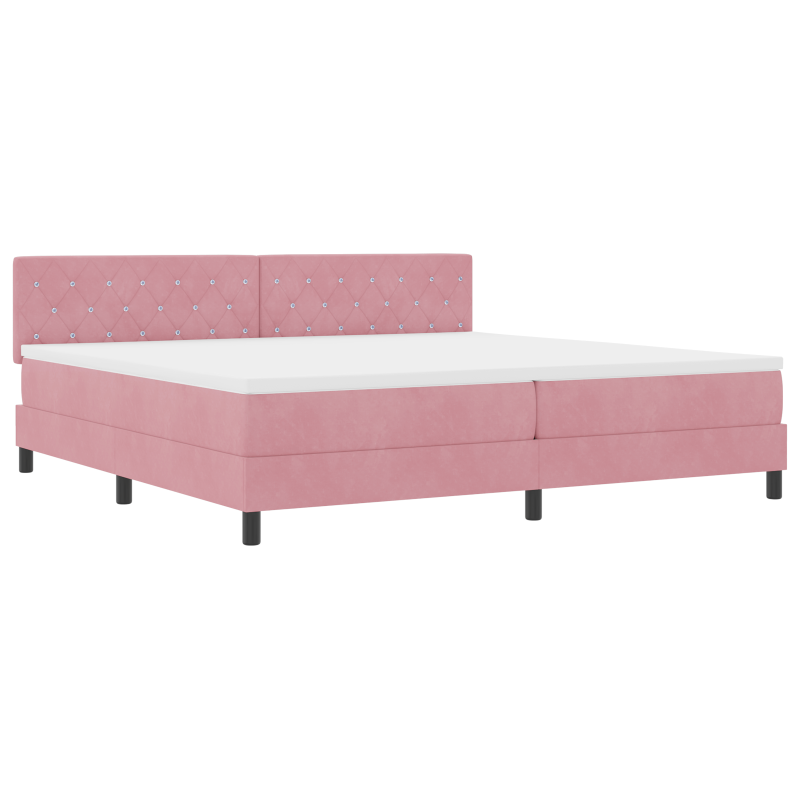 Boxspringbett mit Matratze & LED Rosa 200x200 cm Velours