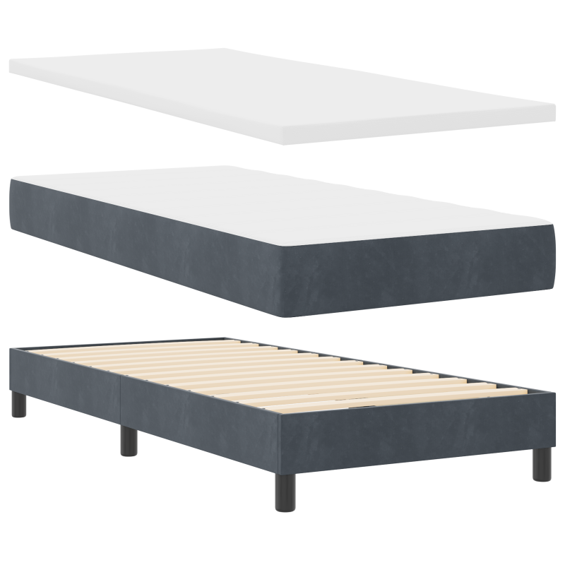 Boxspringbett mit Matratze & LED Dunkelgrau 90x200 cm Velvet