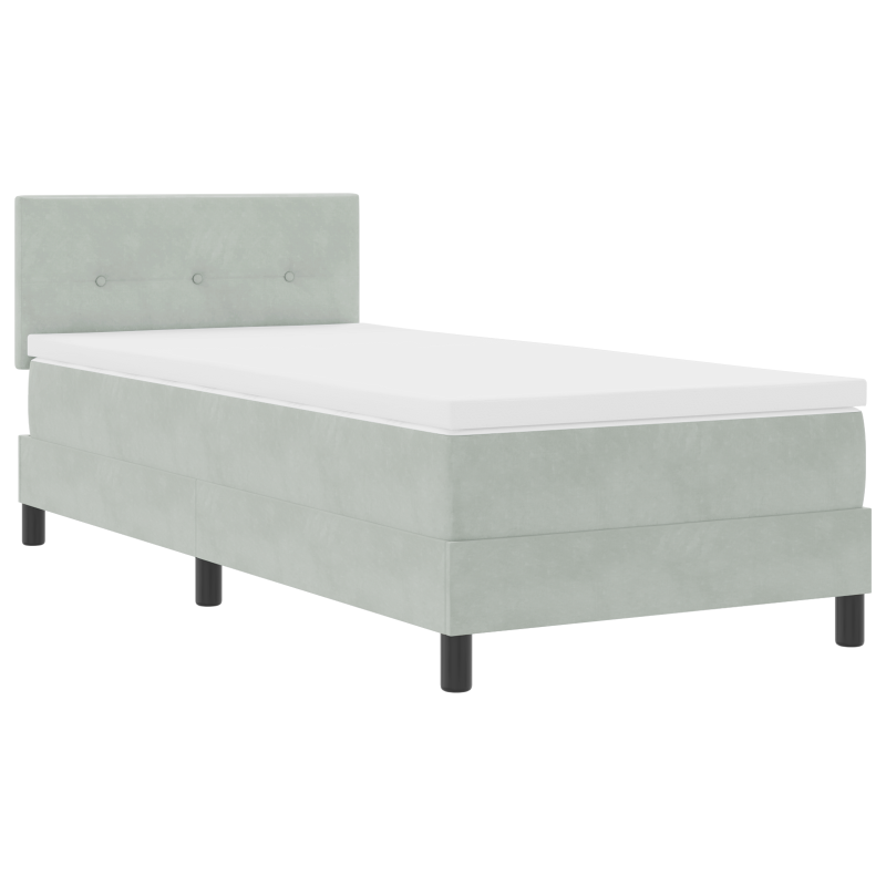 Boxspringbett mit Matratze & LED Licht Grau 100x200 cm Samt