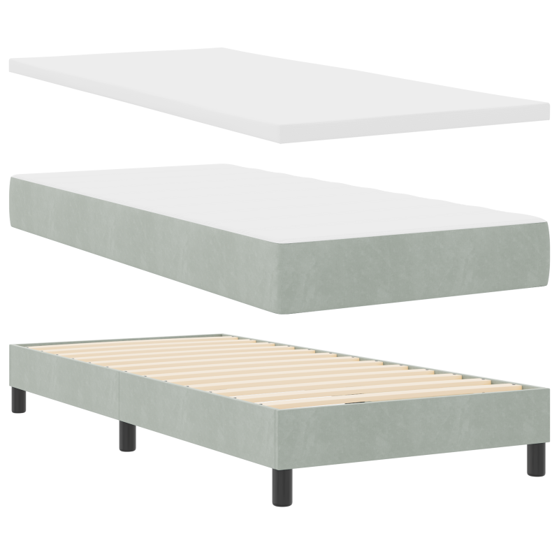 Boxspringbett mit Matratze & LED Licht Grau 100x200 cm Samt