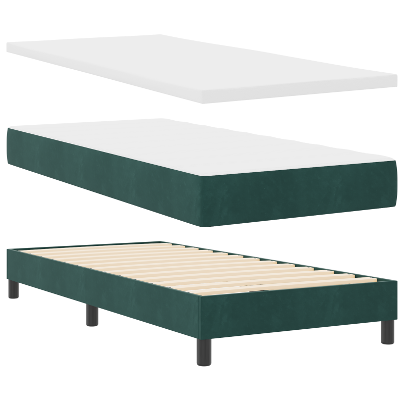 Boxspringbett mit Matratze & LED Dunkelgrün 100x200 cm Samt