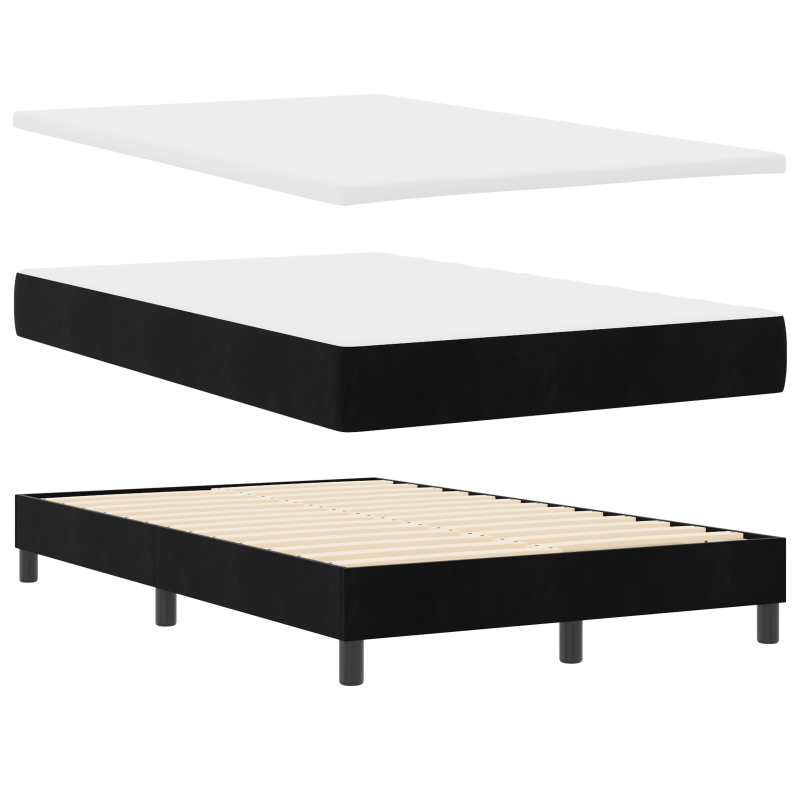 Boxspringbett mit Matratze und LED Schwarz 120x200 cm Samt