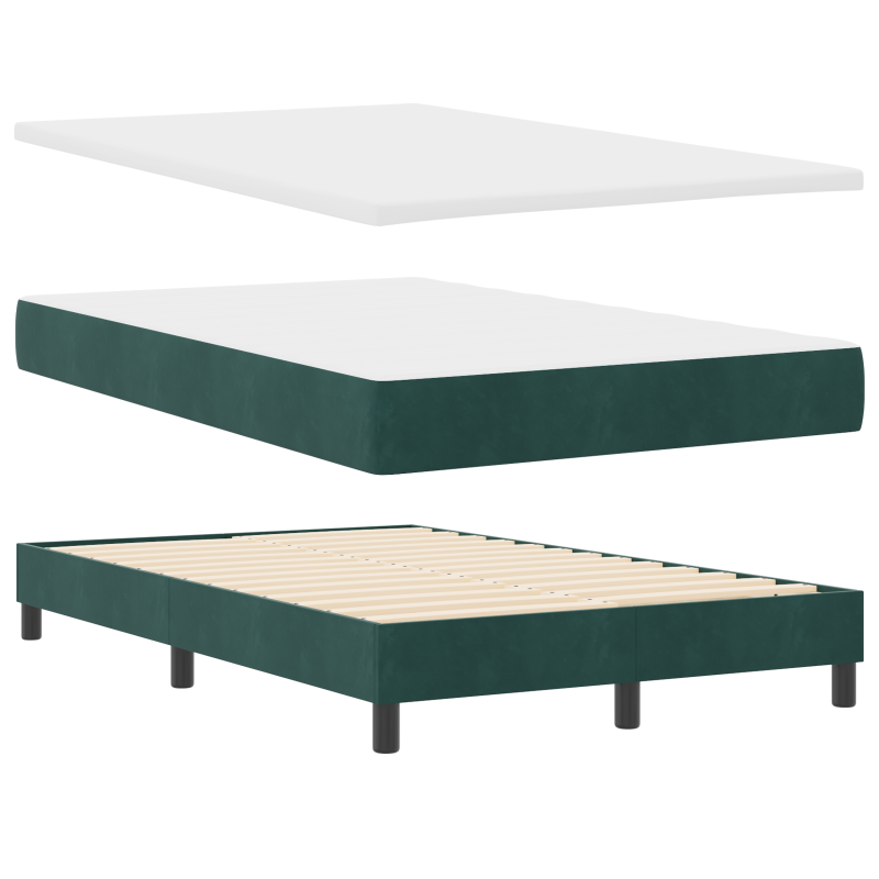 Boxspringbett mit Matratze & LED Dunkelgrün 120x200 cm Samt