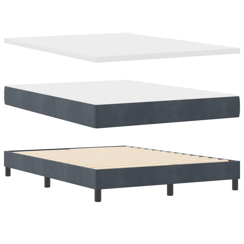 Boxspringbett mit Matratze & LED Dunkelgrau 140x190 cm Samt