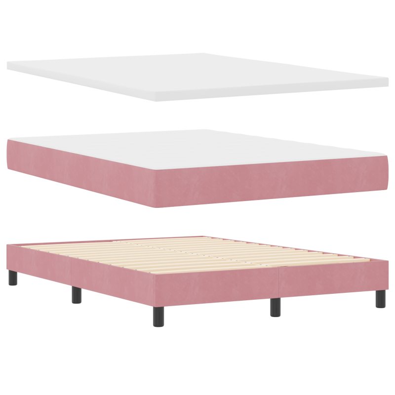 Boxspringbett mit Matratze & LED Rosa 140x190 cm Samt