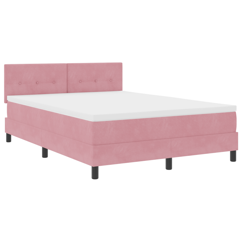 Boxspringbett mit Matratze & LED Rosa 140x200 cm Samt