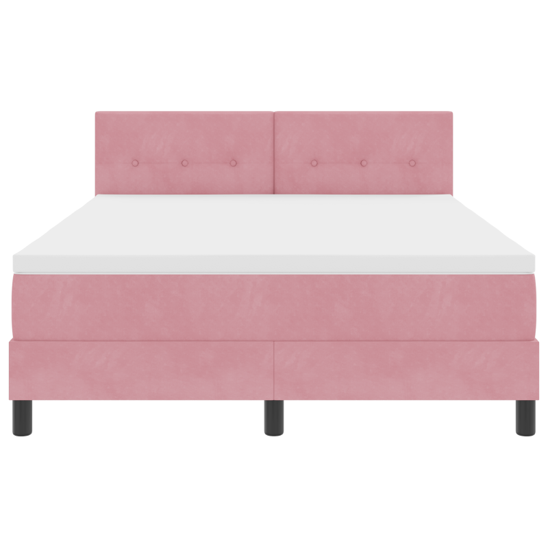 Boxspringbett mit Matratze & LED Rosa 140x200 cm Samt