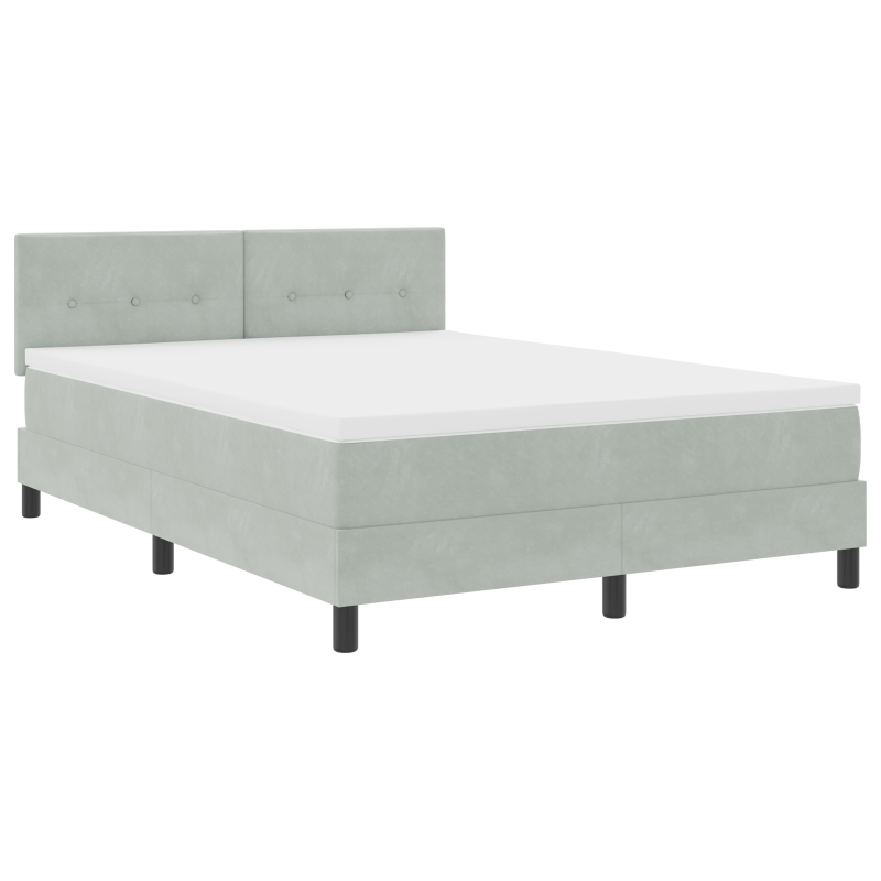 Boxspringbett mit Matratze & LED Licht Hellgrau 160x200 cm Samt