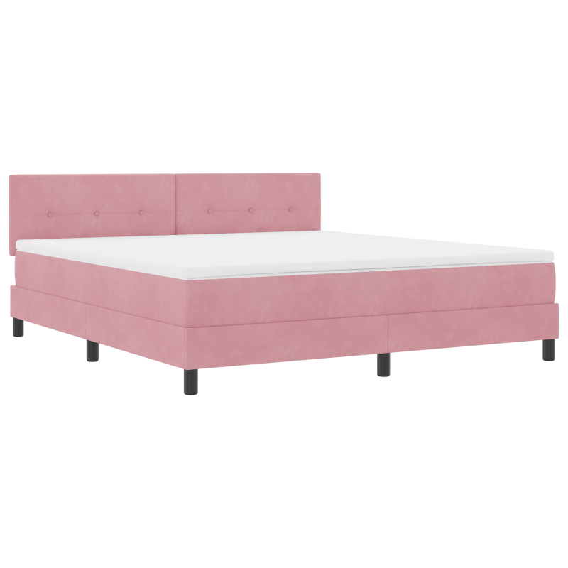 Boxspringbett mit Matratze & LED Rosa 180x200 cm Samt