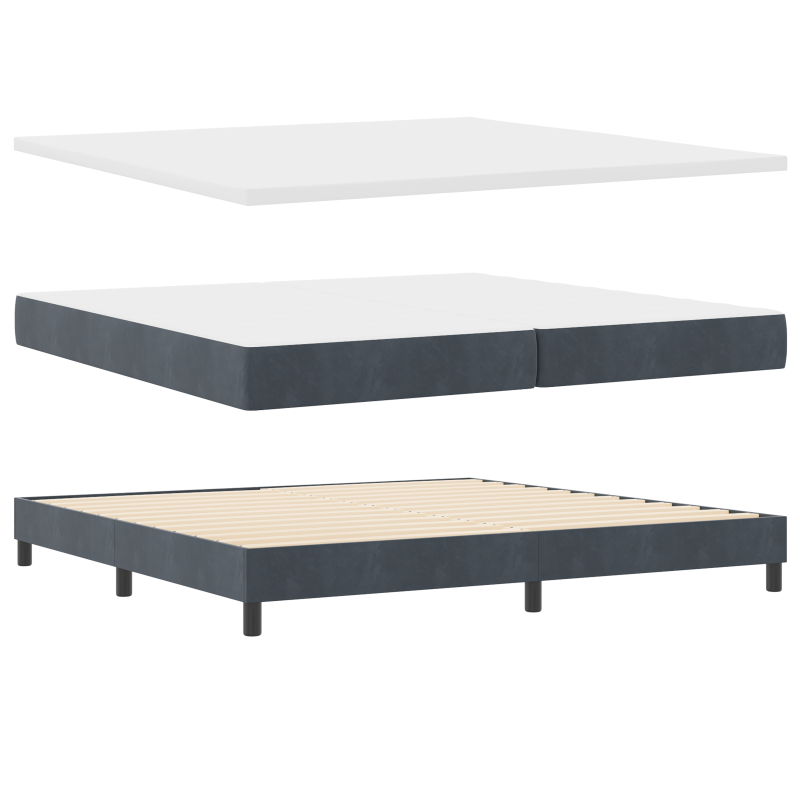Boxspringbett mit Matratze & LED Dunkelgrau 200x200 cm Samt