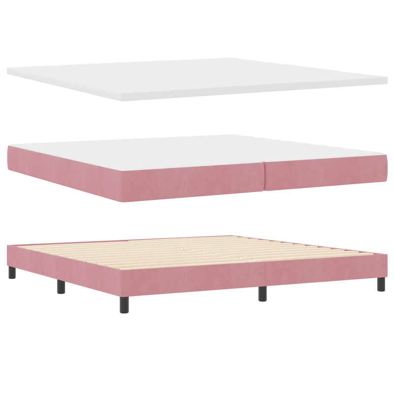 Boxspringbett mit Matratze & LED Rosa 200x200 cm Samt