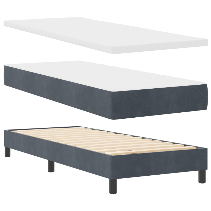 Boxspringbett mit Matratze & LED Dunkelgrau 80x200 cm Samt
