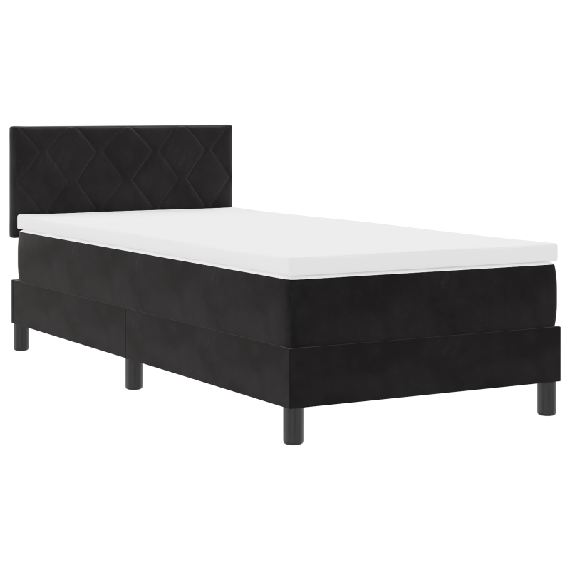 Boxspringbett mit Matratze & LED Schwarz 90x200 cm Samt