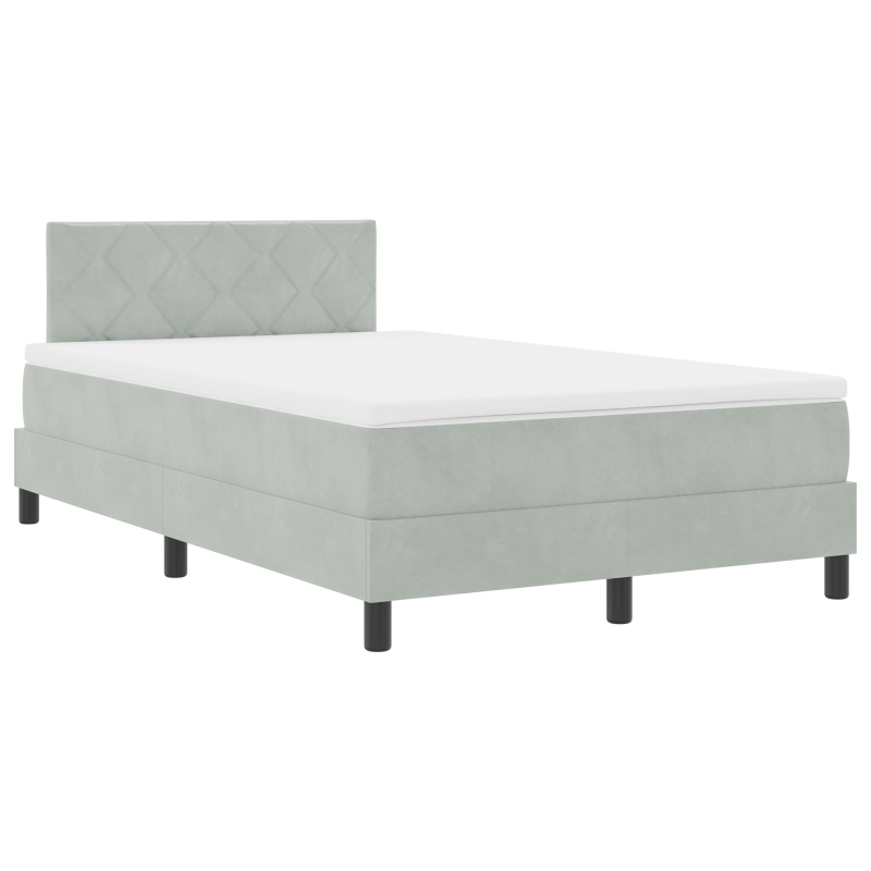 Boxspringbett mit Matratze & LED Licht Grau 120x190 cm Samt