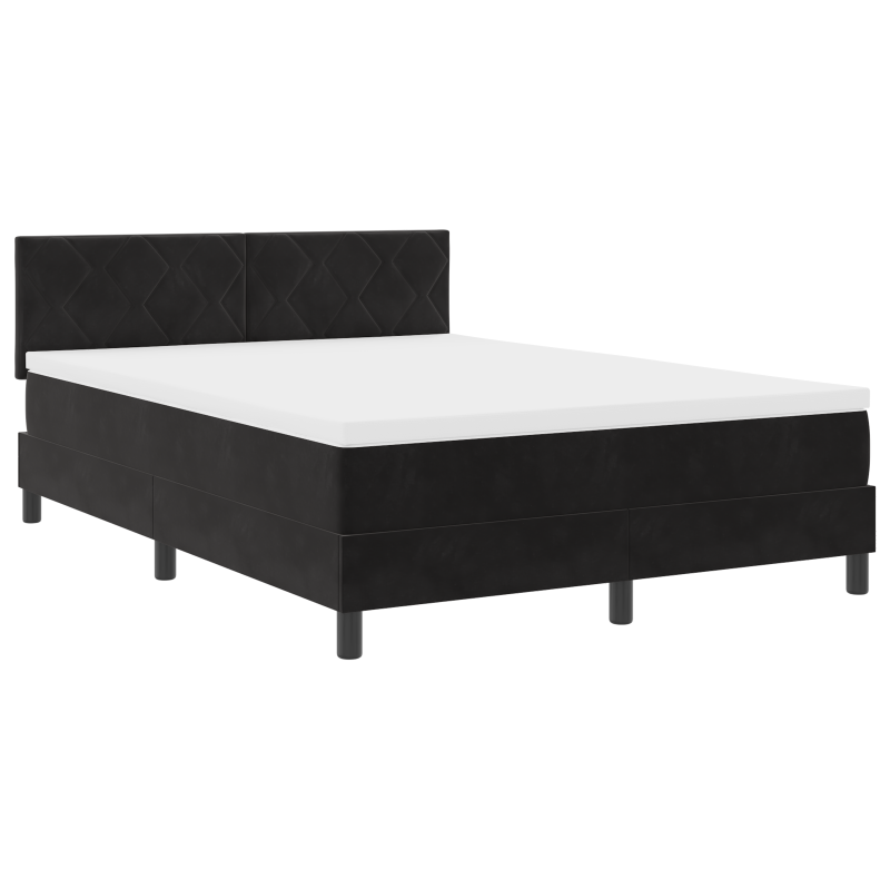 Boxspringbett mit Matratze & LED Schwarz 140x200 cm Samt