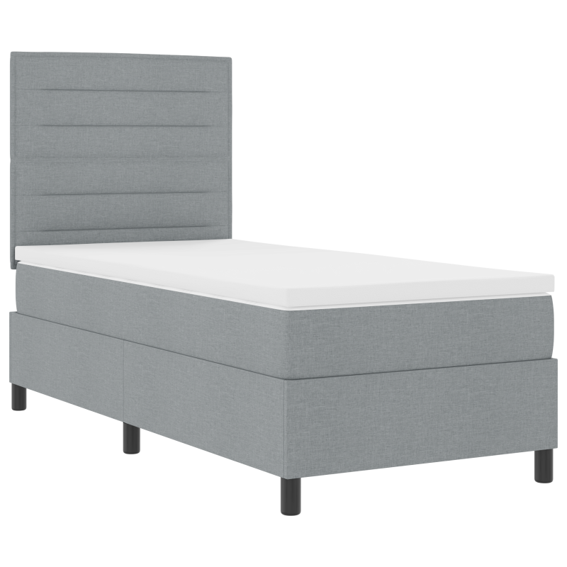 Boxspringbett mit Matratze & LED Hellgrau 90x200 cm Stoff