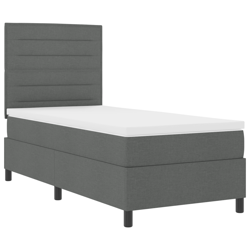 Boxspringbett mit Matratze & LED Dunkelgrau 90x200 cm Stoff