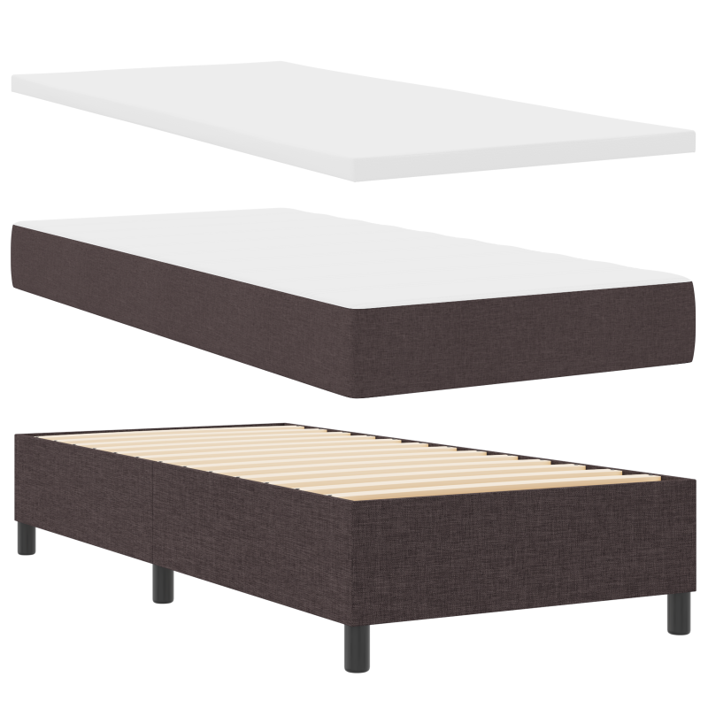Boxspringbett mit Matratze & LED, Dunkelbraun, 90x200 cm, Stoff