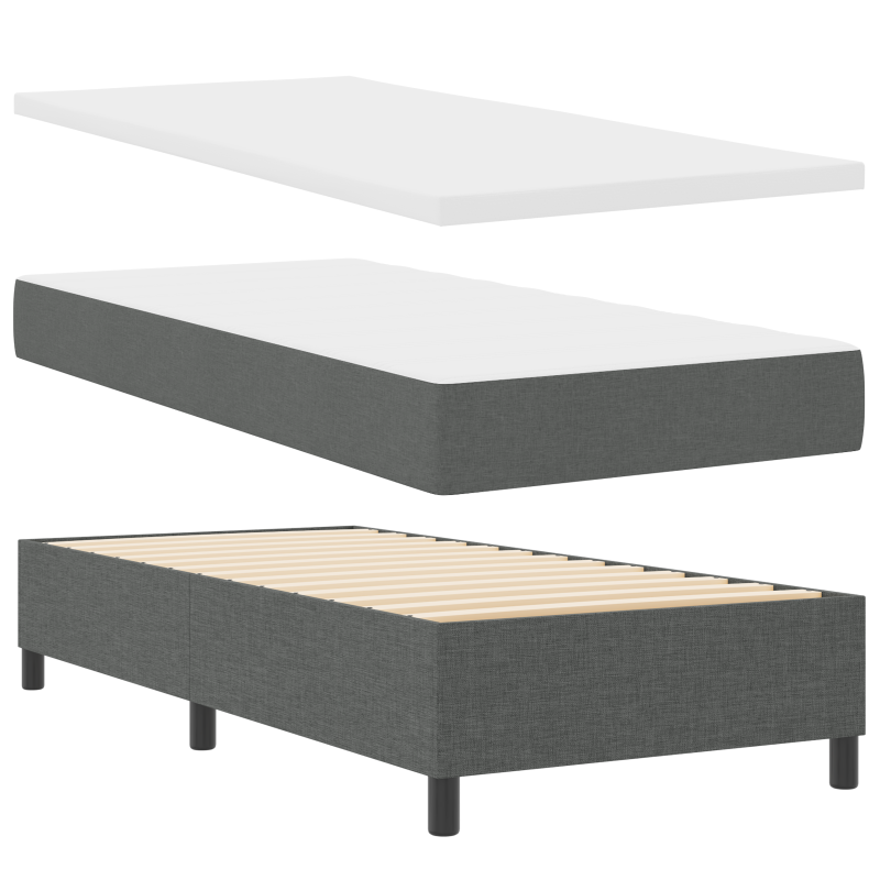 Boxspringbett mit Matratze & LED Dunkelgrau 100x200 cm Stoff
