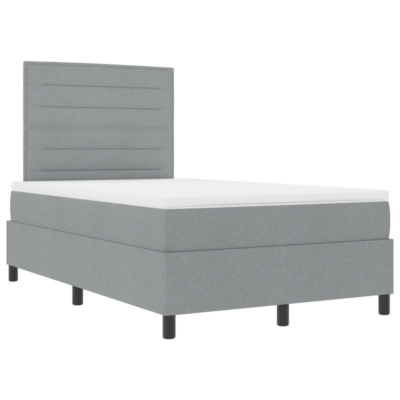 Boxspringbett mit Matratze & LED Licht Grau 120x200 cm Stoff