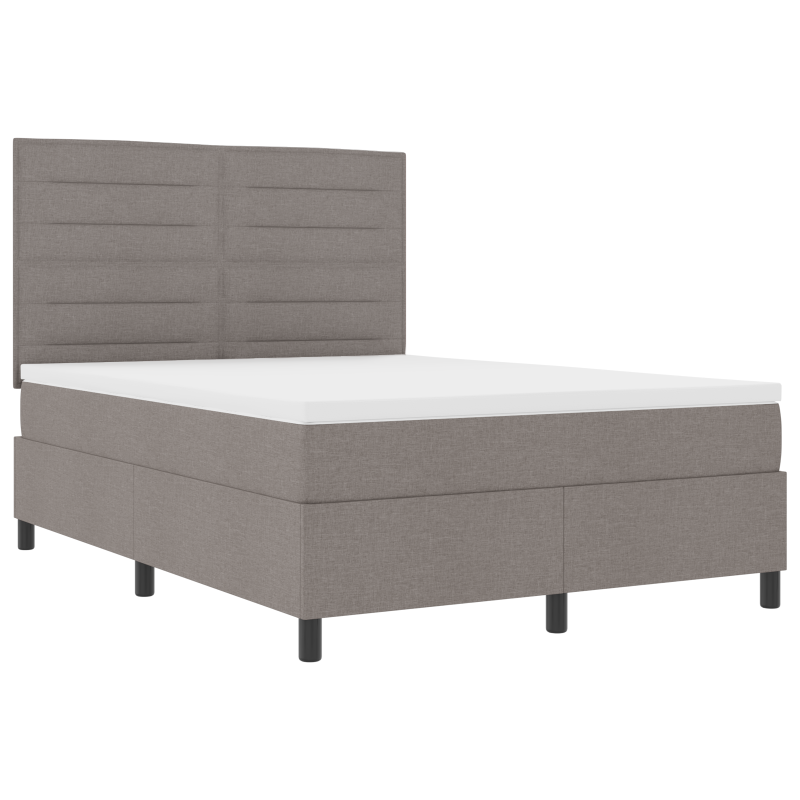 Boxspringbett mit Matratze & LED Taupe 140x190 cm Stoff