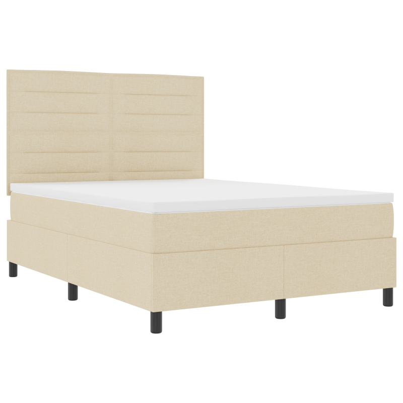 Boxspringbett mit Matratze & LED Creme 140x190 cm Stoff