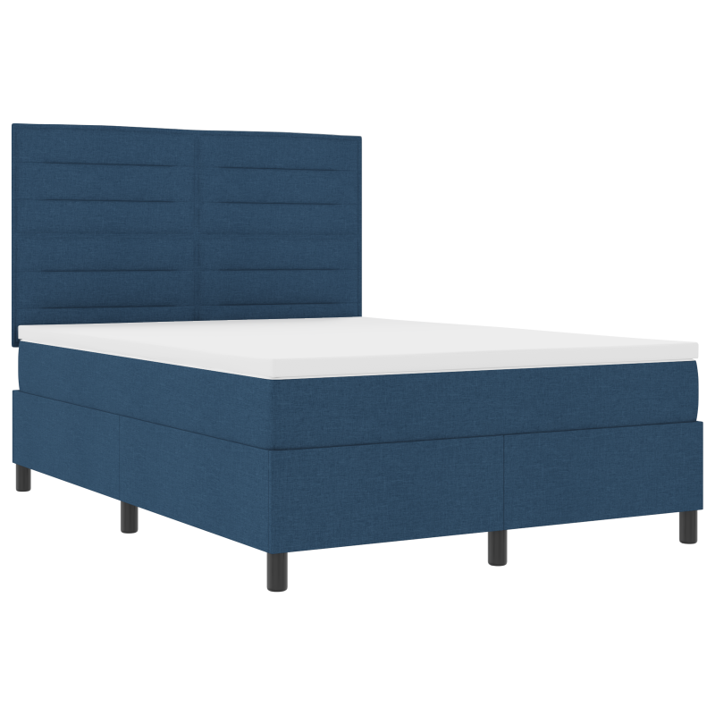 Boxspringbett mit Matratze & LED Blau 140x190 cm Stoff