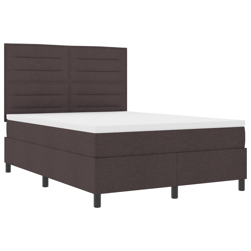 Boxspringbett mit Matratze & LED Dunkelbraun 140x200 cm Stoff