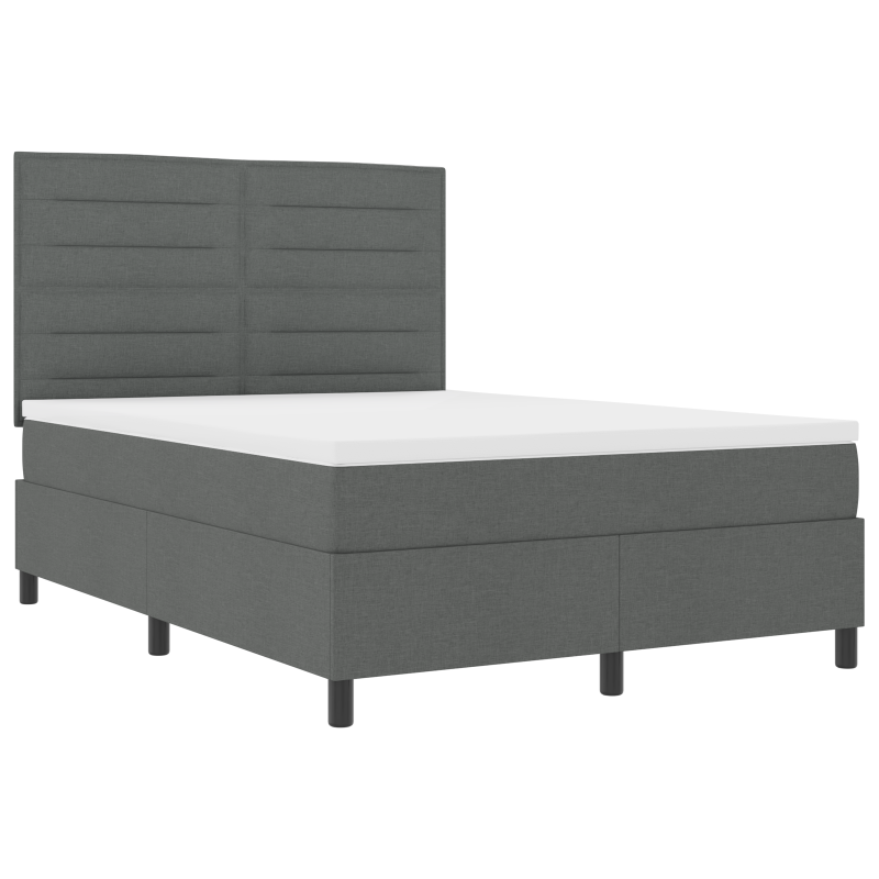 Boxspringbett mit Matratze & LED Dunkelgrau 160x200 cm Stoff