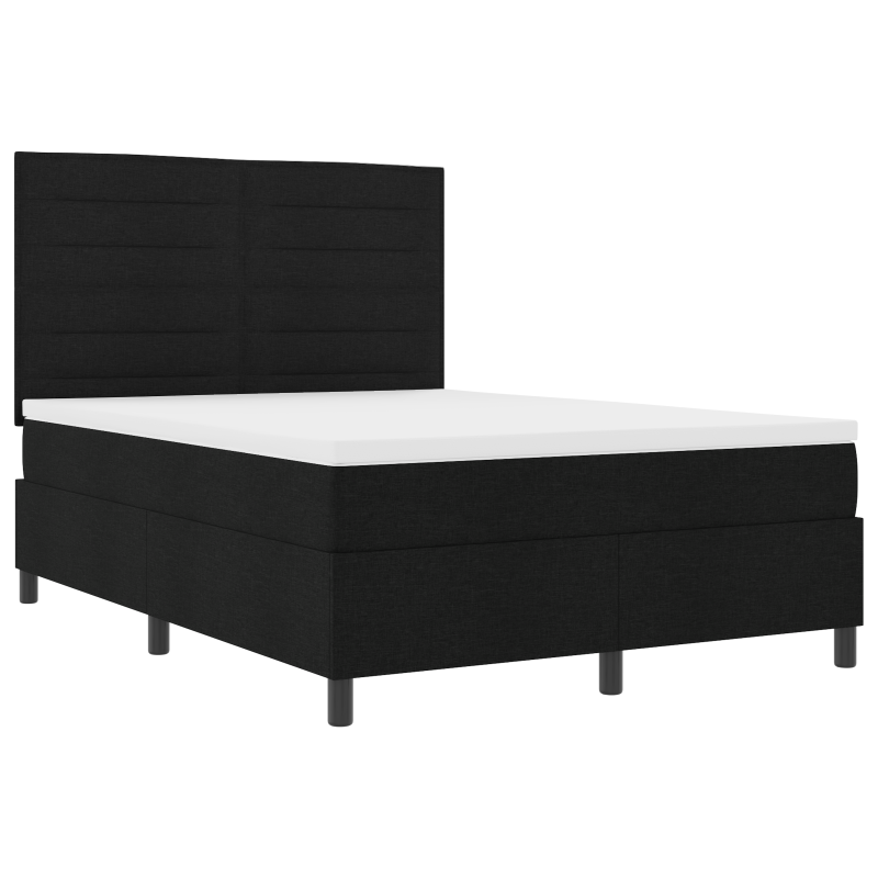 Boxspringbett mit Matratze & LED Schwarz 160x200 cm Stoff