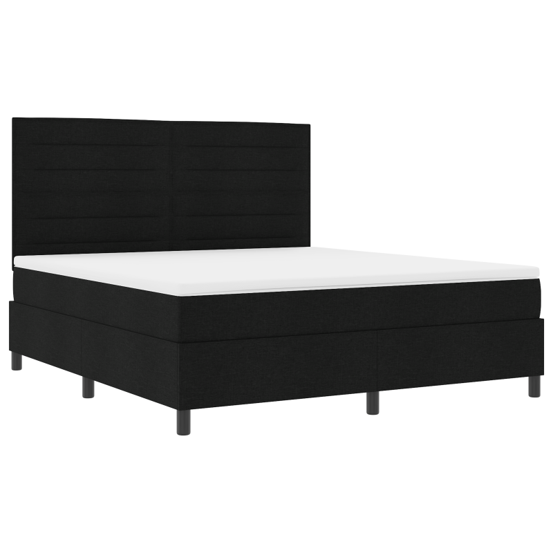 Boxspringbett mit Matratze & LED Schwarz 180x200 cm Stoff