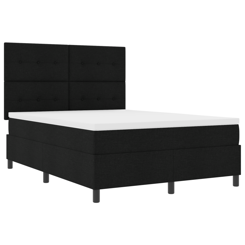 Boxspringbett mit Matratze & LED Schwarz 140x190 cm Stoff