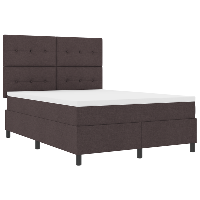 Boxspringbett mit Matratze & LED Dunkelbraun 140x200 cm Stoff