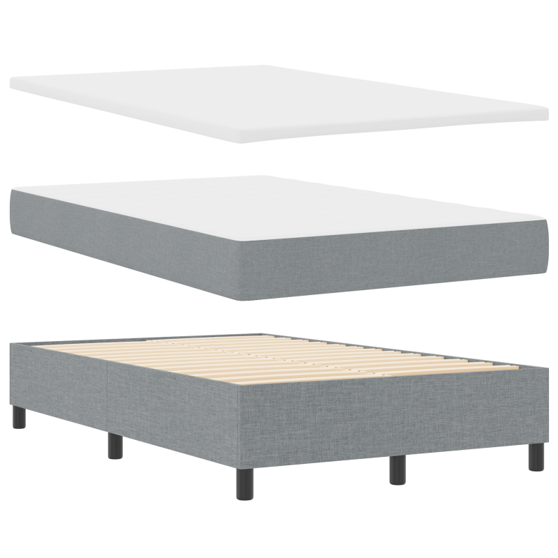 Boxspringbett mit Matratze & LED-Licht Grau 120x190 cm Stoff