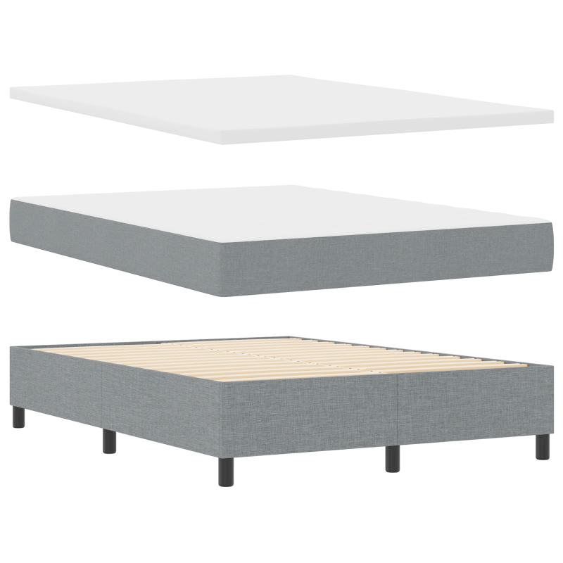Boxspringbett mit Matratze & LED Hellgrau 160x200 cm Stoff