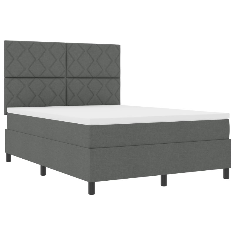 Boxspringbett mit Matratze & LED Dunkelgrau 160x200 cm Stoff