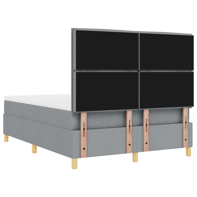 Boxspringbett mit Matratze & LED Licht Grau 140x190 cm Stoff