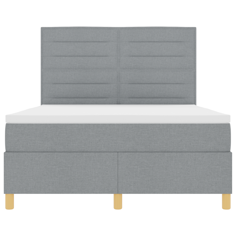 Boxspringbett mit Matratze & LED Licht Grau 140x190 cm Stoff