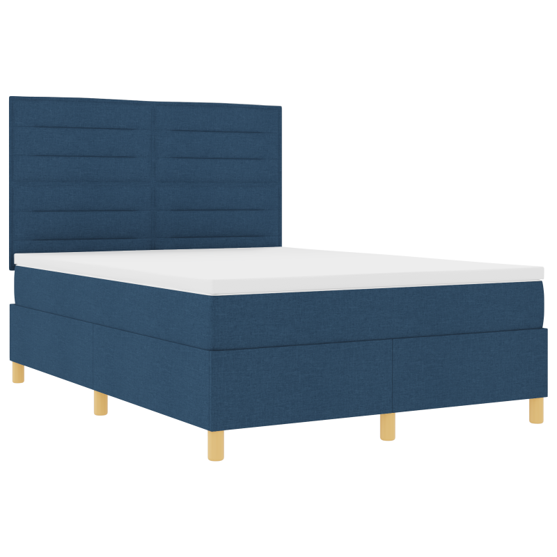 Boxspringbett mit Matratze & LED Blau 140x200 cm Stoff